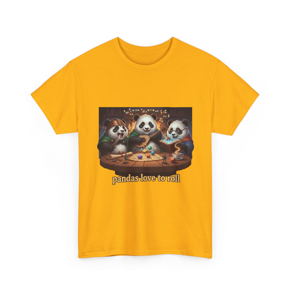 Pandas Love to Roll DnD T-Shirt — Fantasy Pandas Playing DnD Tee