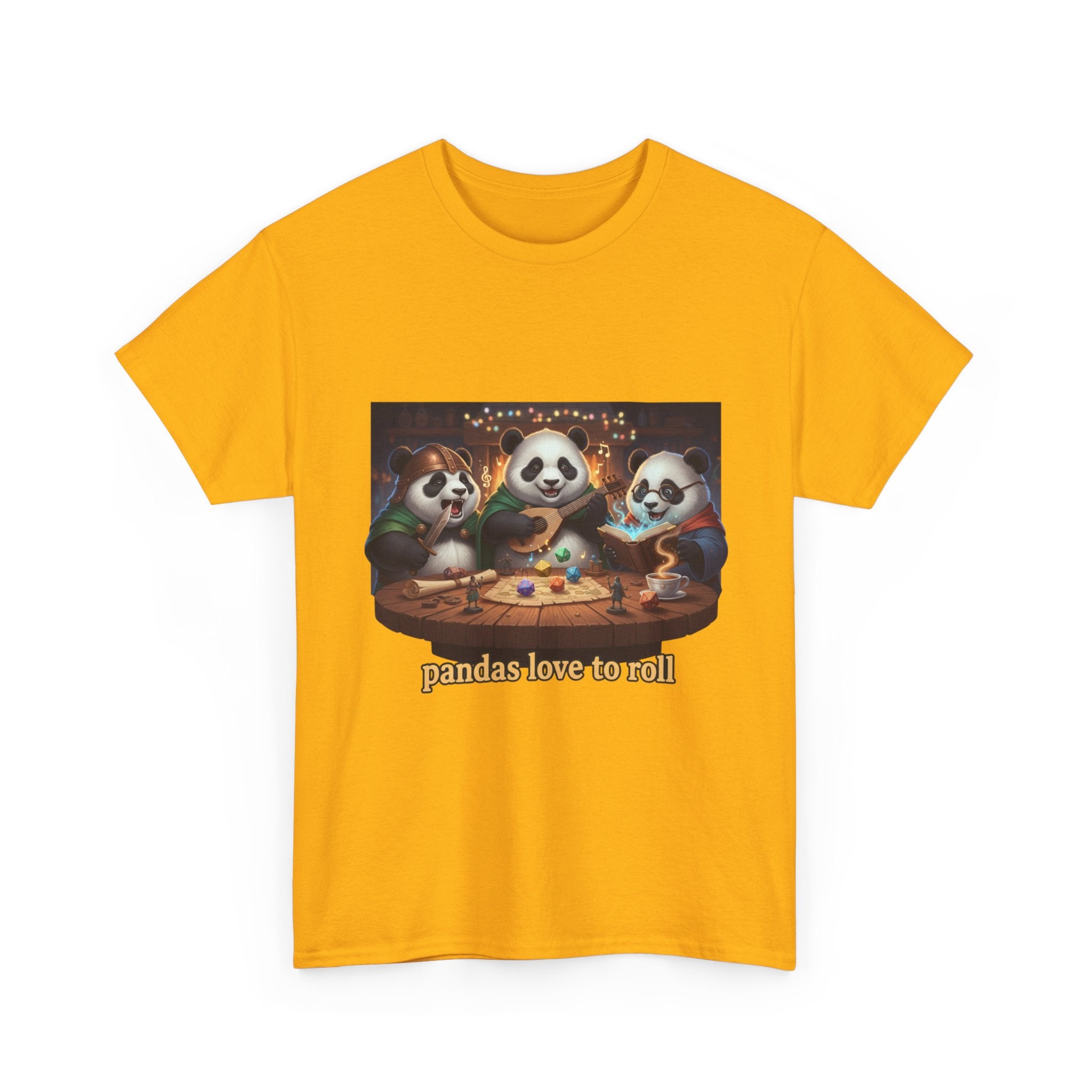 Pandas Love to Roll DnD T-Shirt — Fantasy Pandas Playing DnD Tee