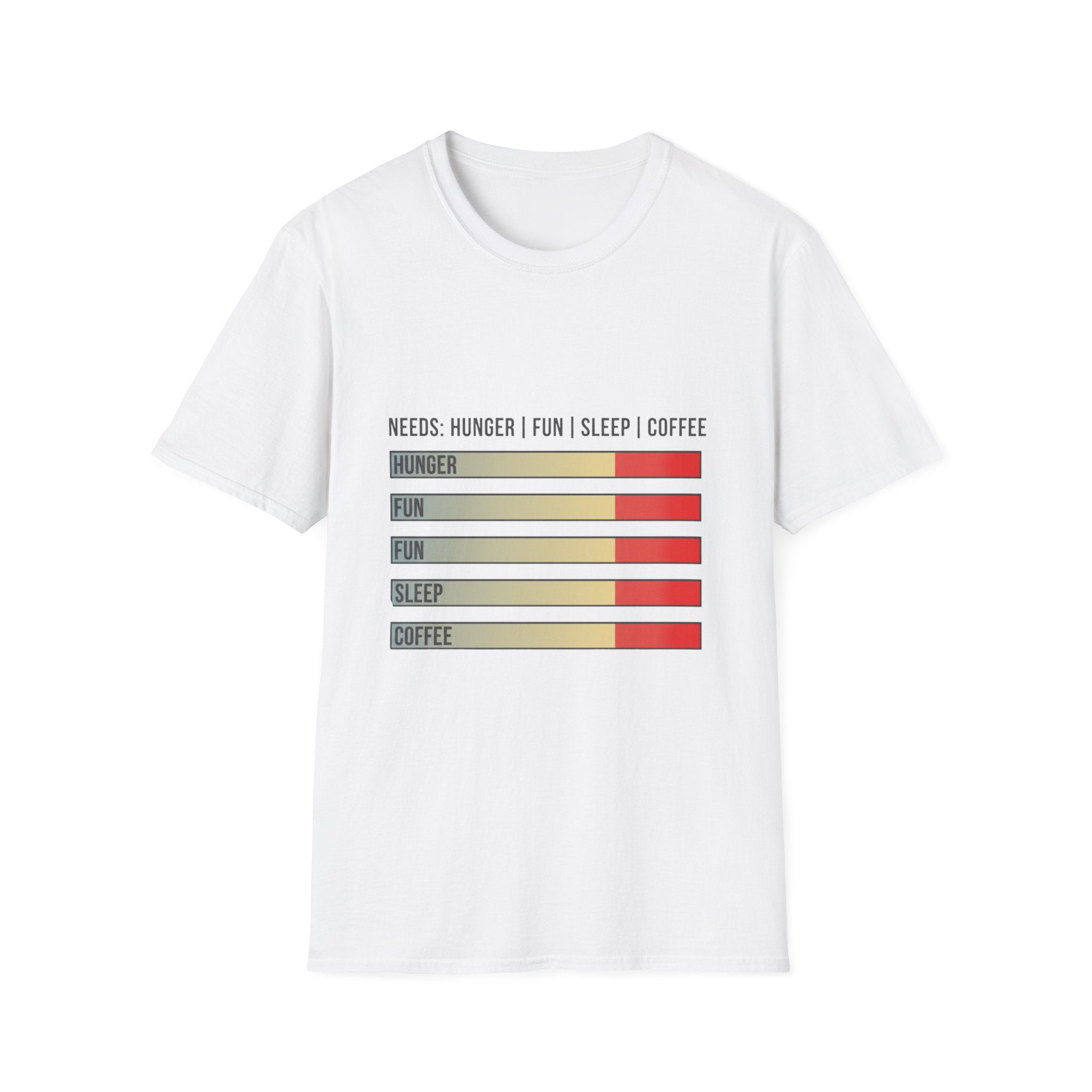 Needs: Hunger | Fun | Sleep | Coffee Graphic T-Shirt — Funny Meter Bars Tee