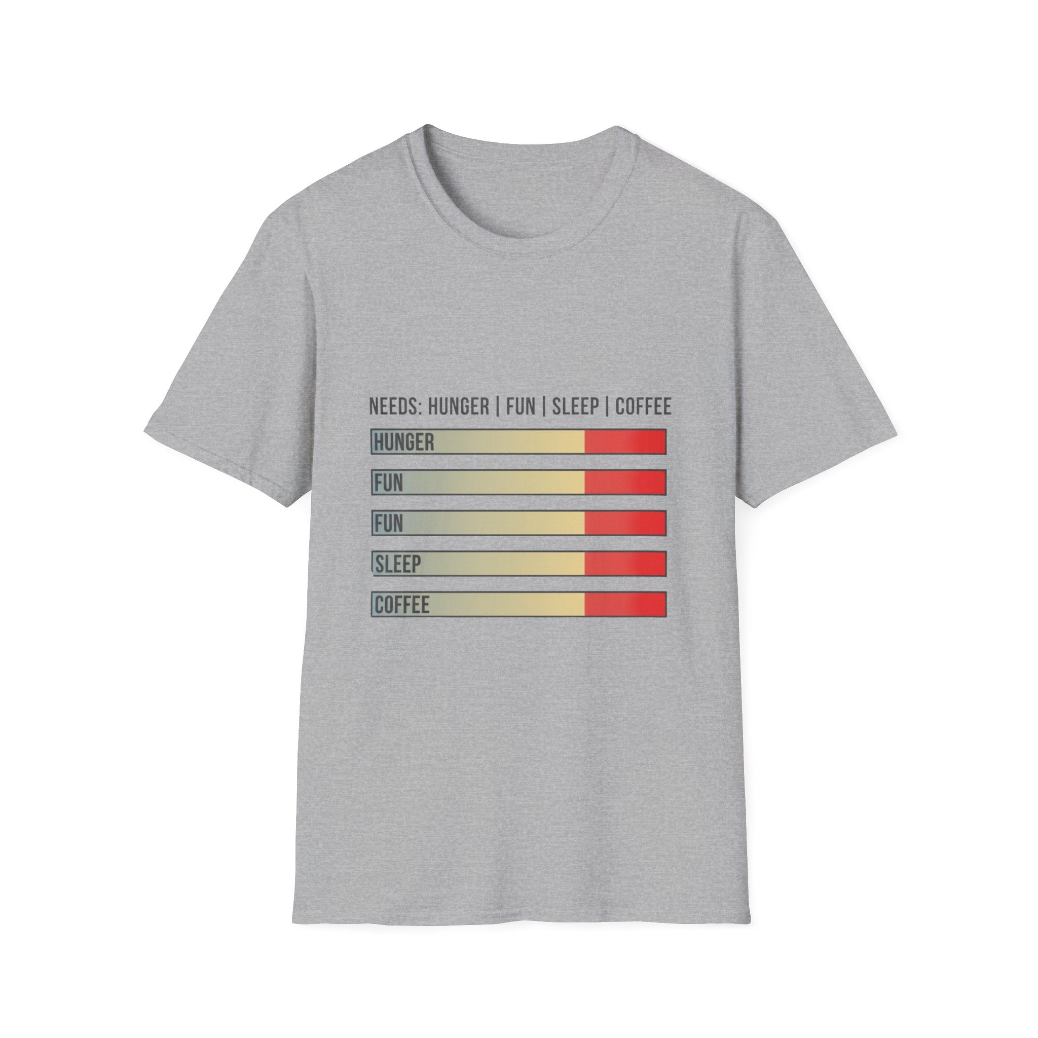 Needs: Hunger | Fun | Sleep | Coffee Graphic T-Shirt — Funny Meter Bars Tee