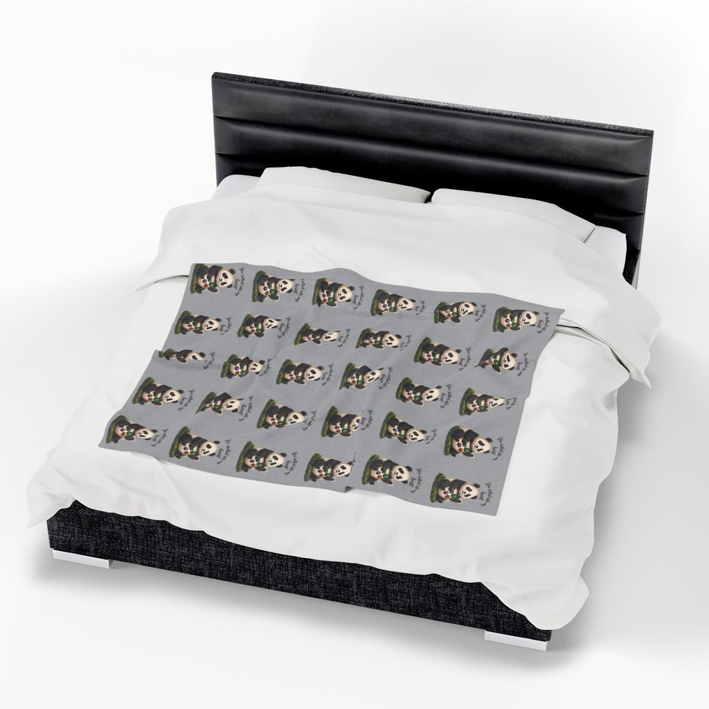 Panda 'You Rolled Into My Heart' Velveteen Plush Blanket