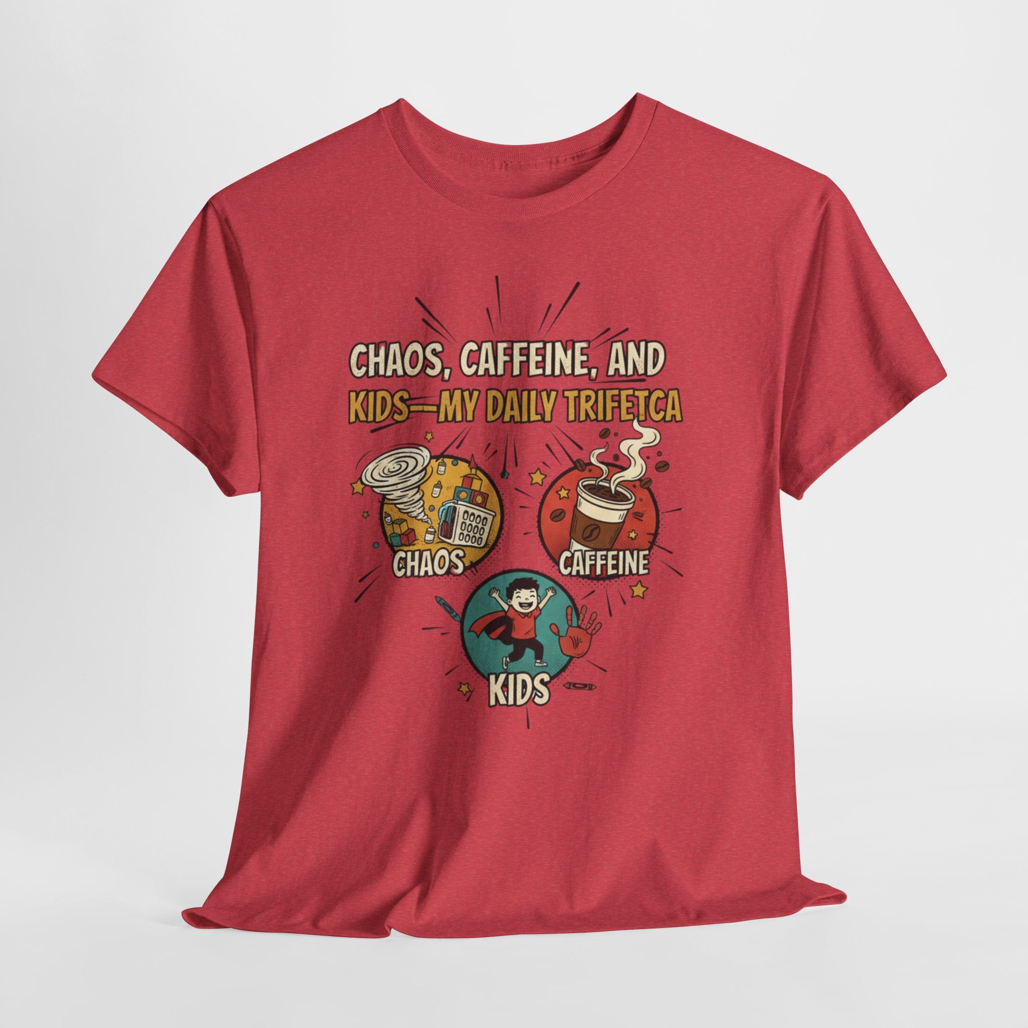 Chaos, Caffeine & Kids Tee — Funny Mom Dad Parenting T‑Shirt
