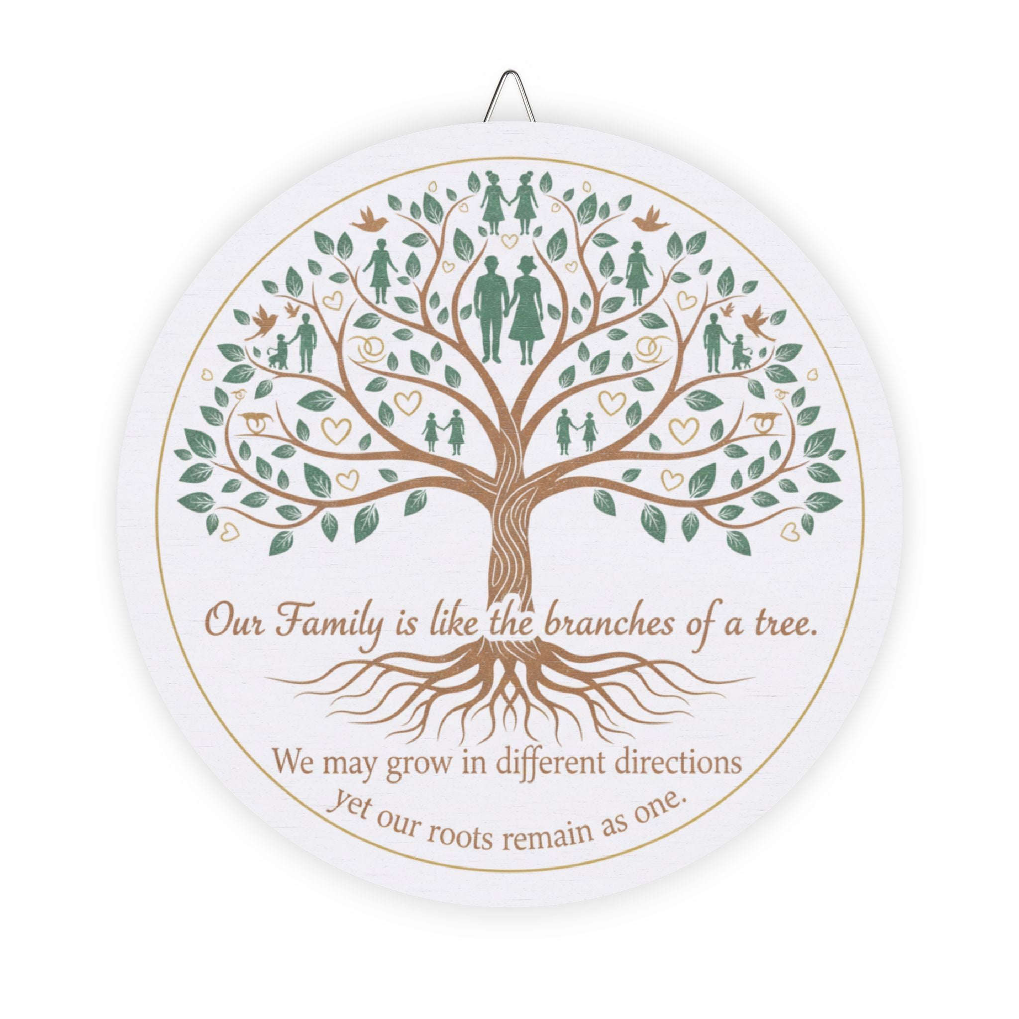 Family Tree Wood Sign – “Our Family is like the branches of a tree” Round Wall Plaque