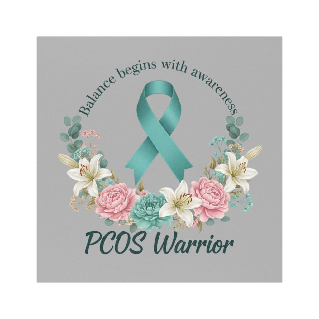 PCOS Warrior Teal Ribbon Car Magnet — "Balance Begins With Awareness" Floral Awareness Magnet