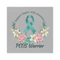PCOS Warrior Teal Ribbon Car Magnet — "Balance Begins With Awareness" Floral Awareness Magnet