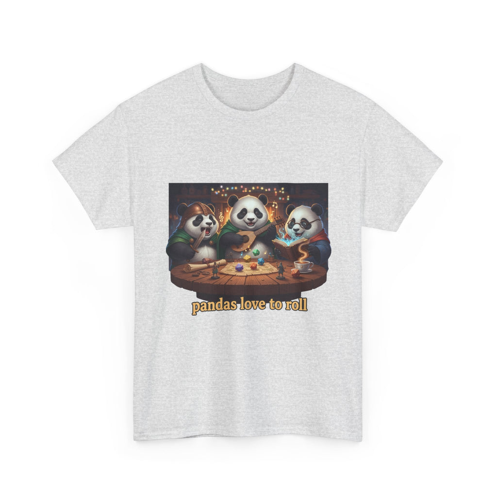Pandas Love to Roll DnD T-Shirt — Fantasy Pandas Playing DnD Tee