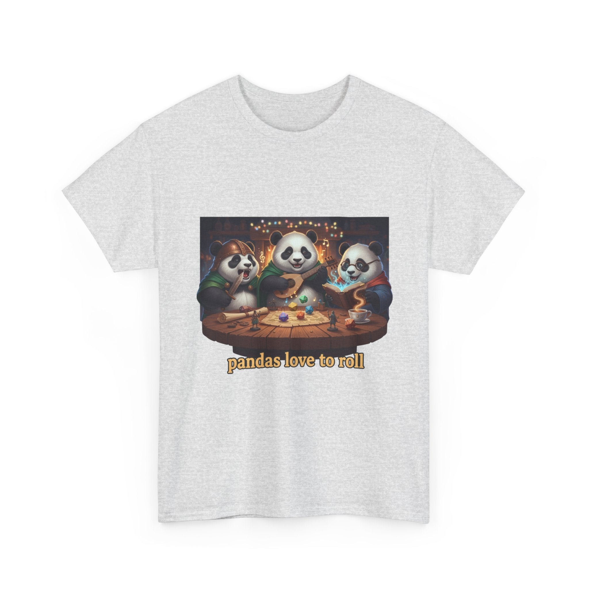 Pandas Love to Roll DnD T-Shirt — Fantasy Pandas Playing DnD Tee