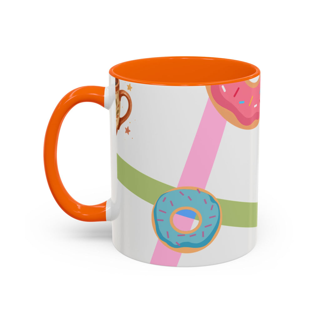 Donut & Coffee Accent Mug – Colorful Breakfast Coffee Cup (11/15 oz)