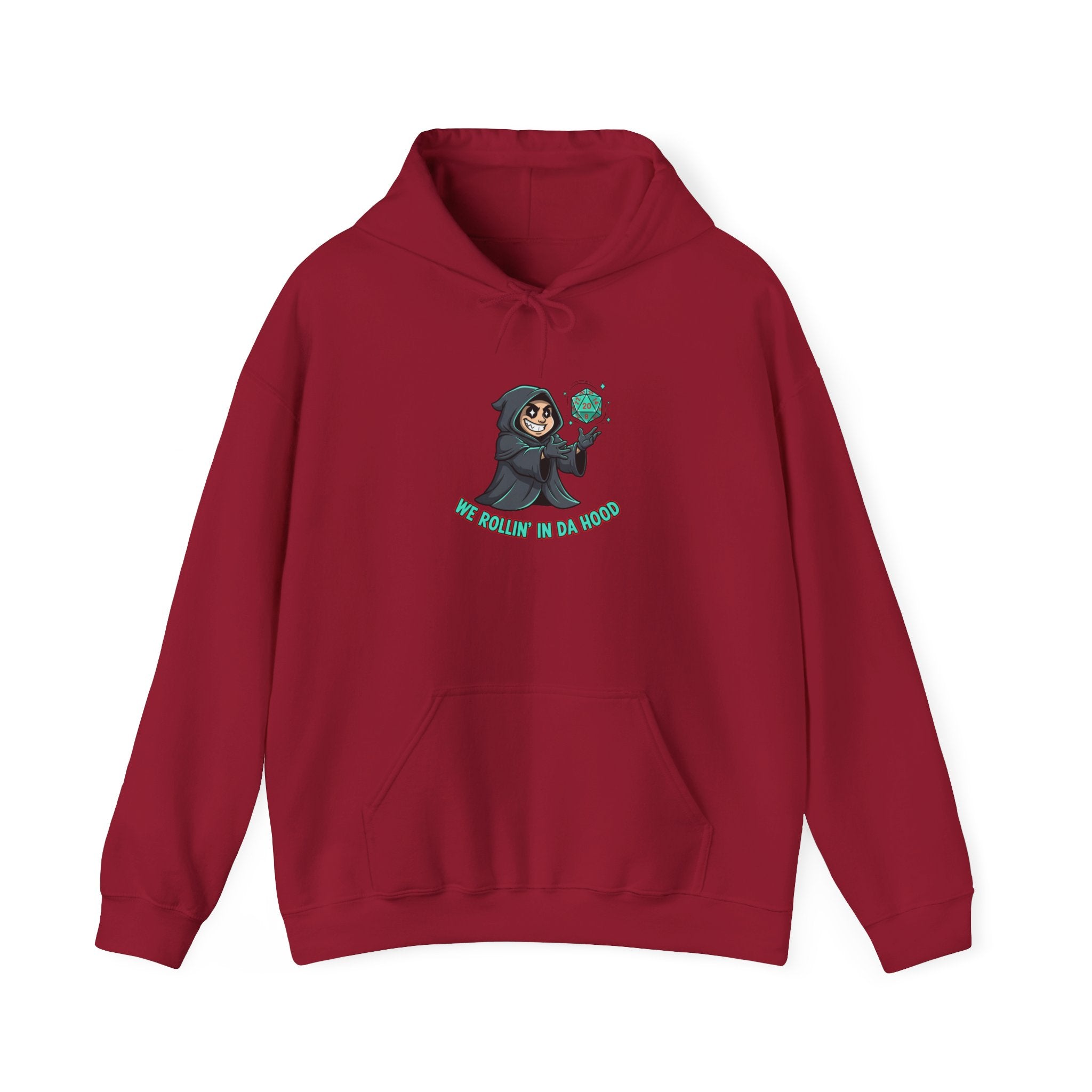 Grim Reaper D20 Hoodie — "Rollin' in da Hood" RPG Gaming Sweatshirt