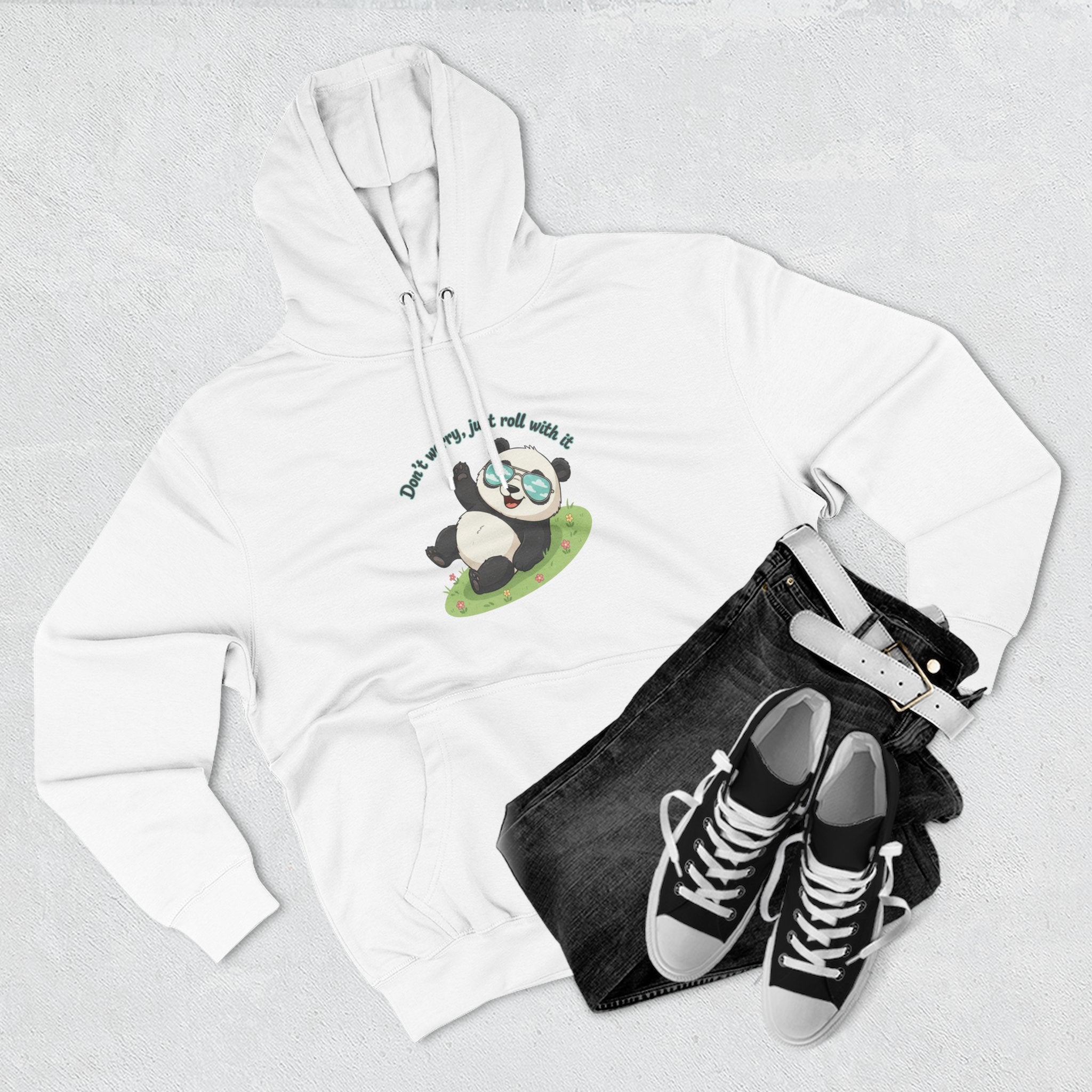 Panda Lover Fleece Hoodie — Chill Vibes Three-Panel Pullover
