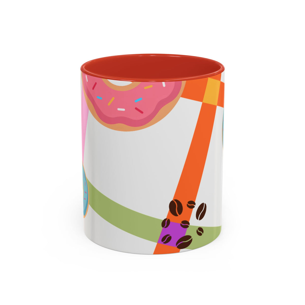 Donut & Coffee Accent Mug – Colorful Breakfast Coffee Cup (11/15 oz)