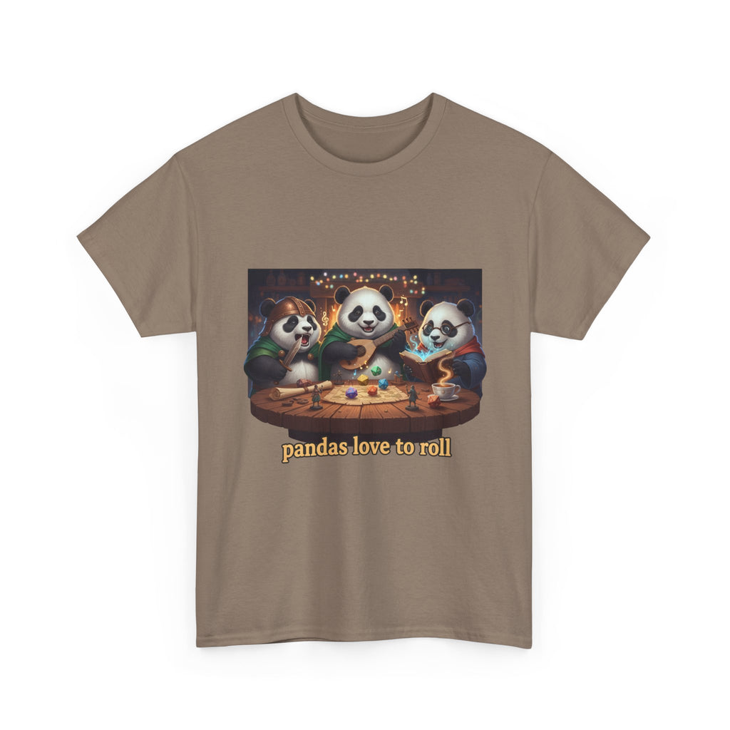 Pandas Love to Roll DnD T-Shirt — Fantasy Pandas Playing DnD Tee