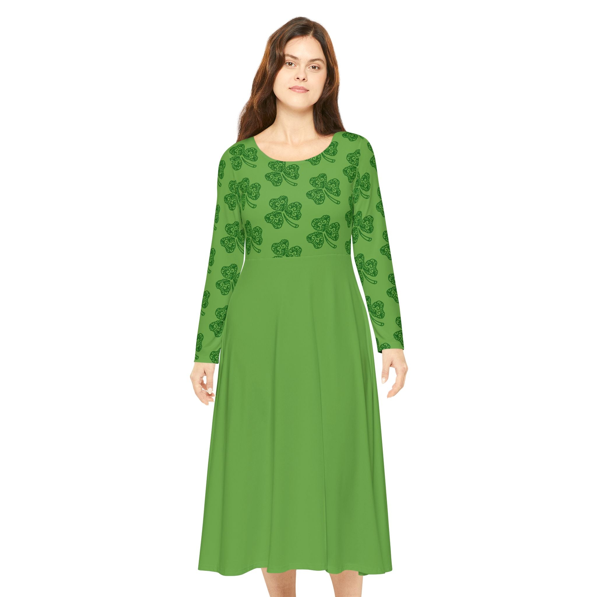 Green Shamrock Long Sleeve Dress