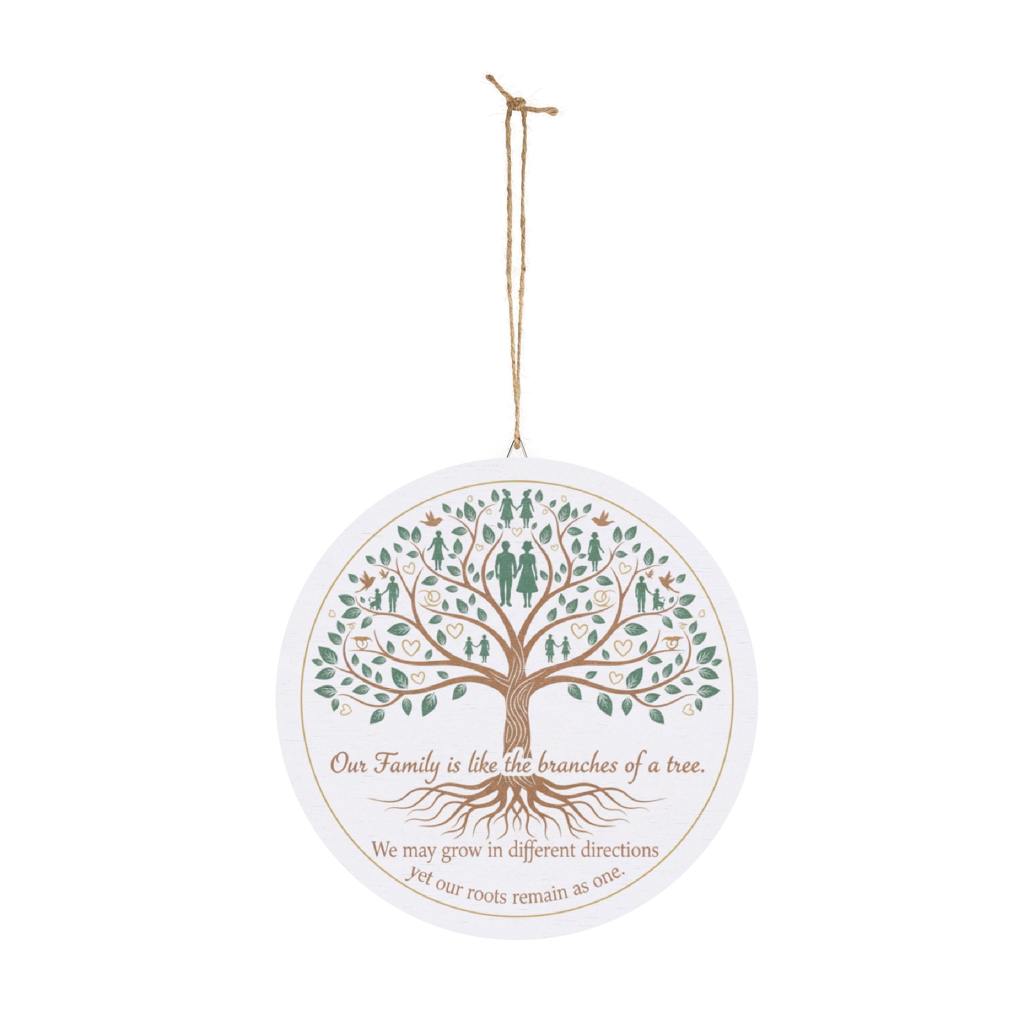 Family Tree Wood Sign – “Our Family is like the branches of a tree” Round Wall Plaque