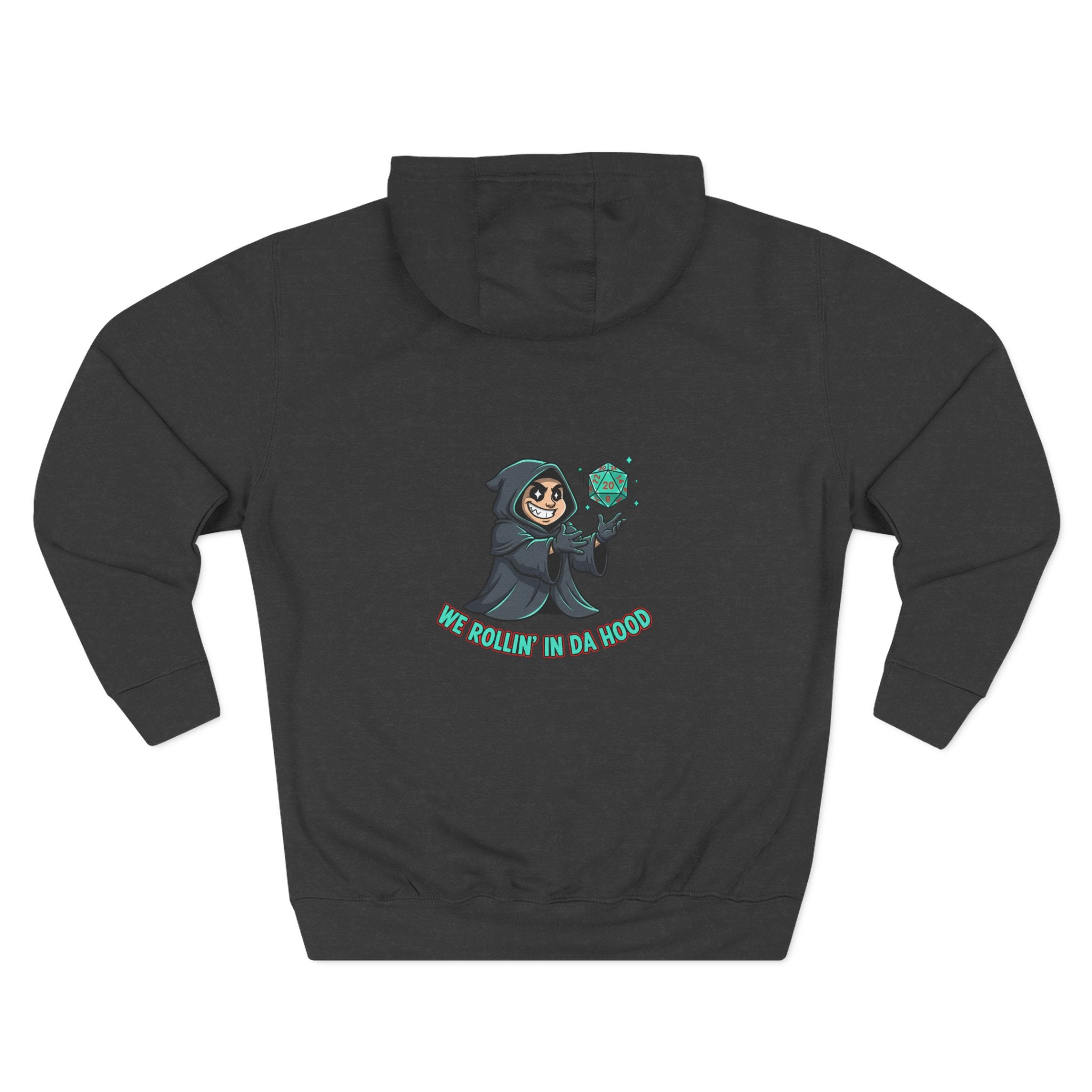 Hoodie — “We Rollin in da Hood” Grim Reaper D20 Gamer Pullover