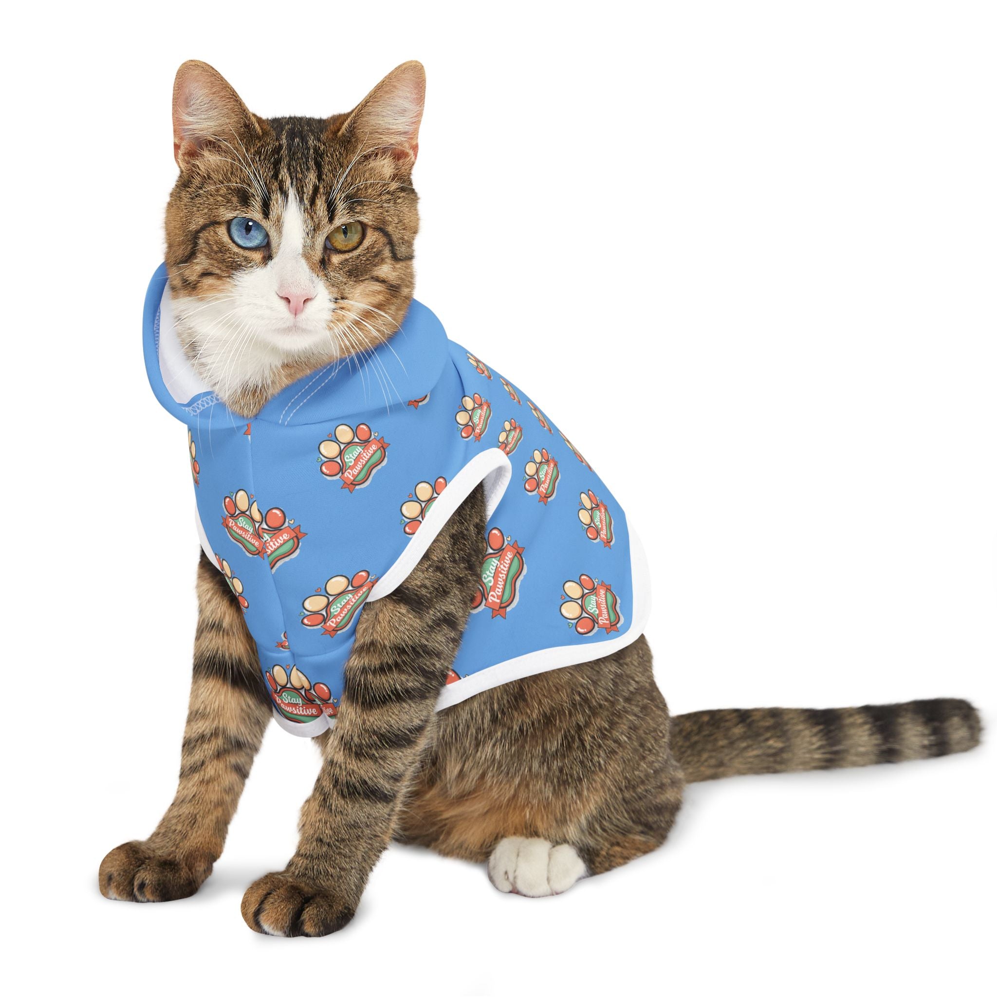 Blue Paw Print Pet Hoodie – Cute Paw Pattern Dog & Cat Sweatshirt
