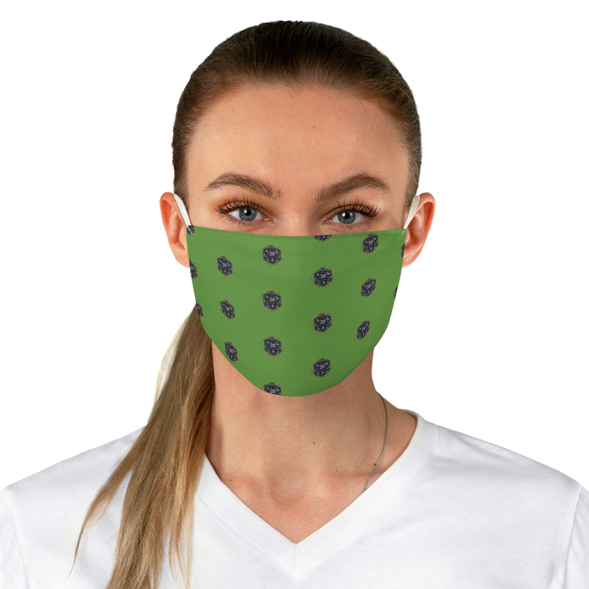 D20 Dice Green Reusable Cotton Protective Mask