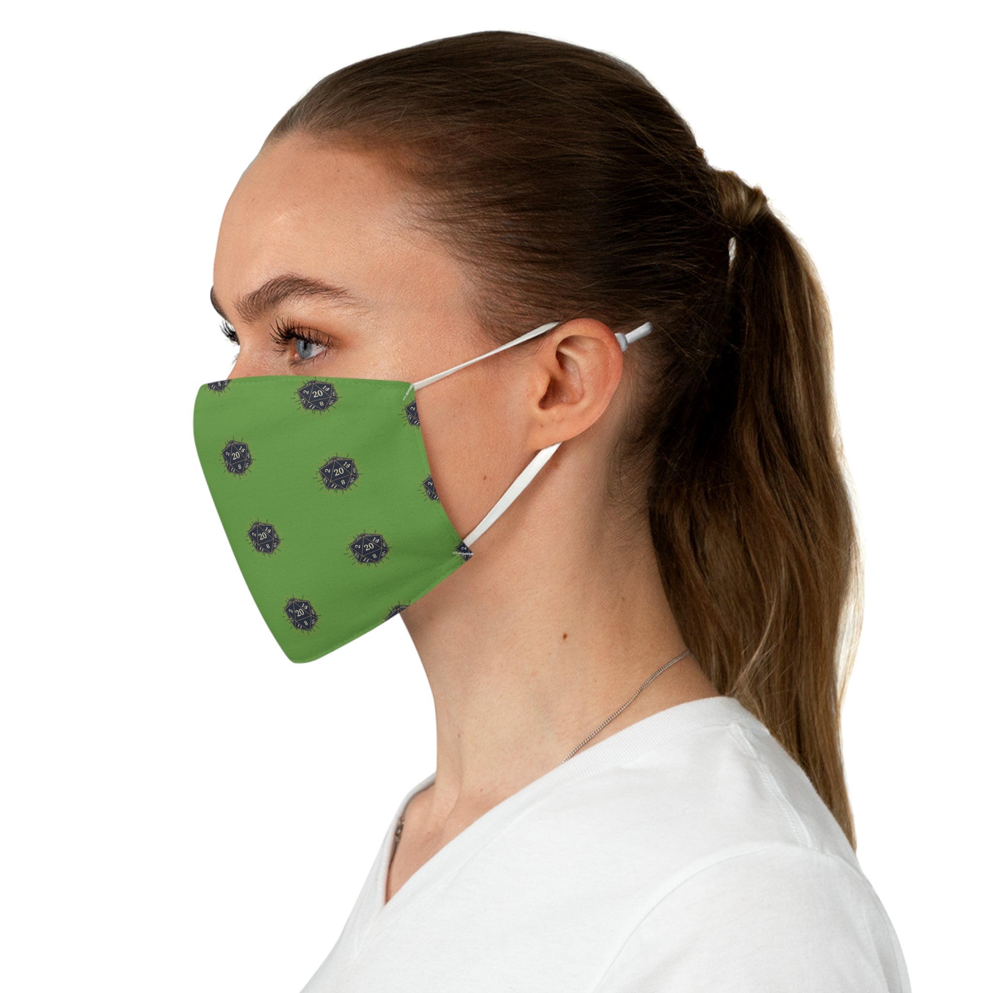 D20 Dice Green Reusable Cotton Protective Mask