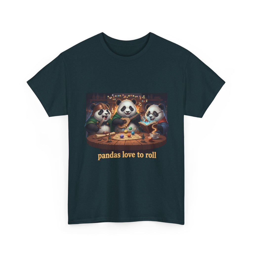 Pandas Love to Roll DnD T-Shirt — Fantasy Pandas Playing DnD Tee