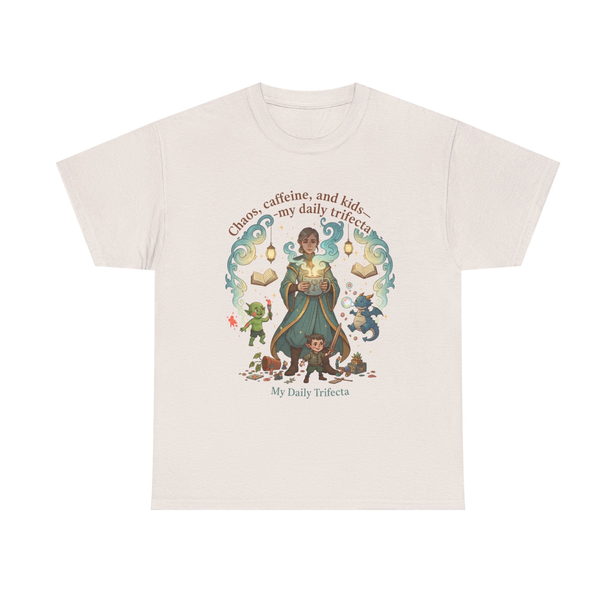 DND Chaos, Caffeine & Kids Parent T-Shirt — Magical Fantasy Roleplay Tee