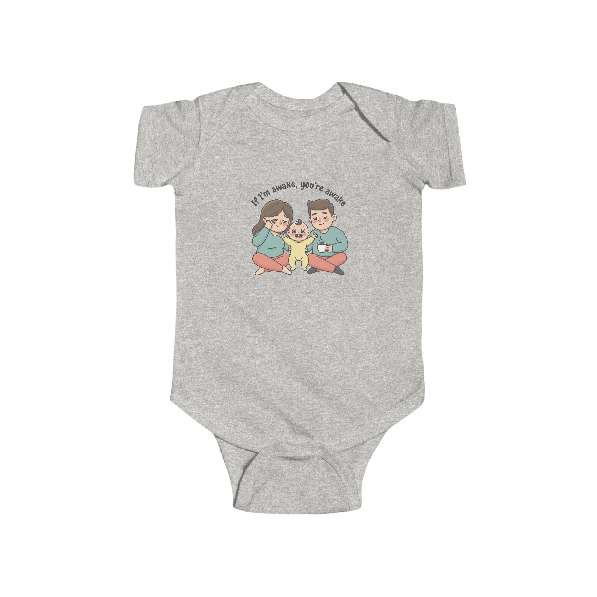 Infant Bodysuit — "Tired Parents, Happy Awake Baby" Cute Newborn Onesie
