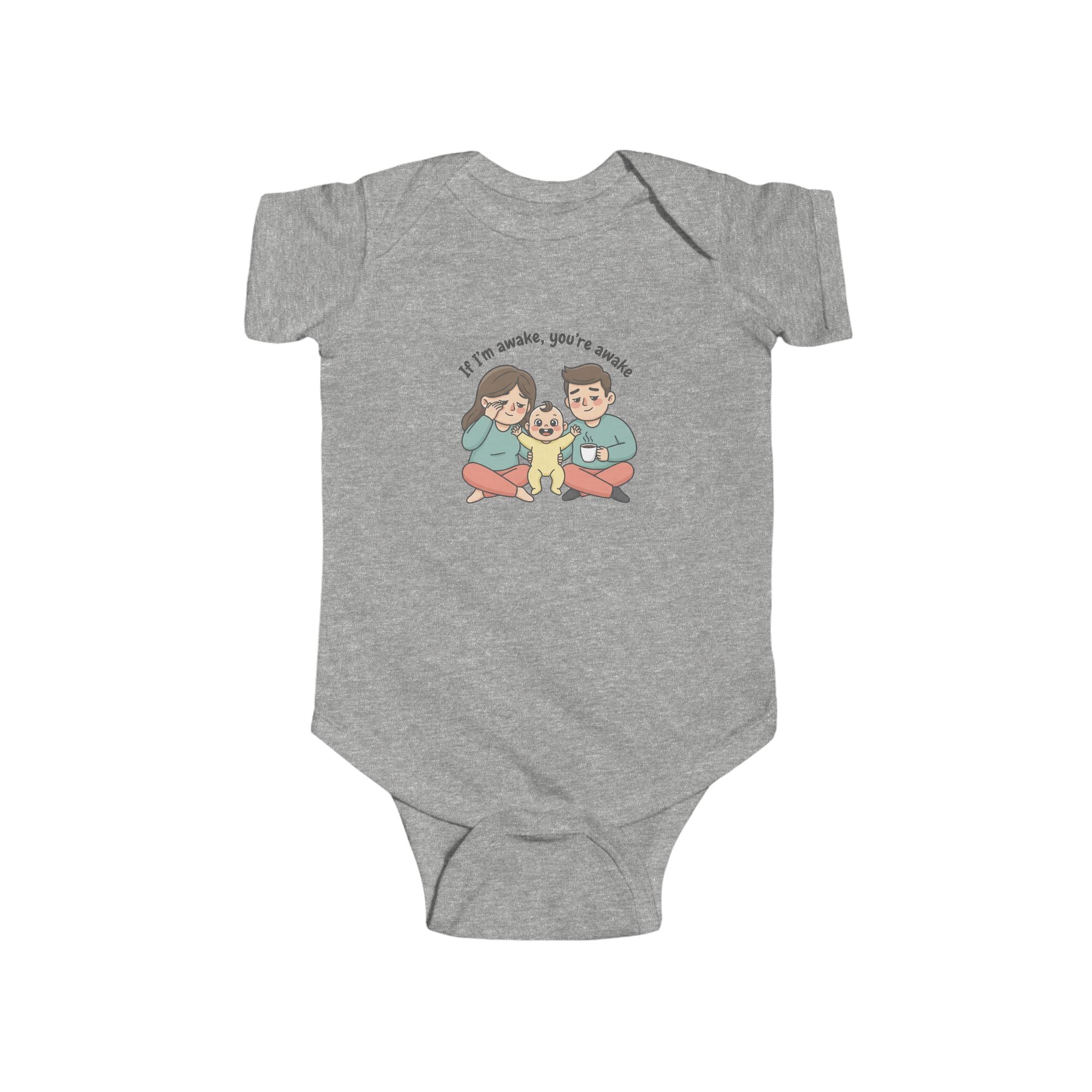 Infant Bodysuit — "Tired Parents, Happy Awake Baby" Cute Newborn Onesie
