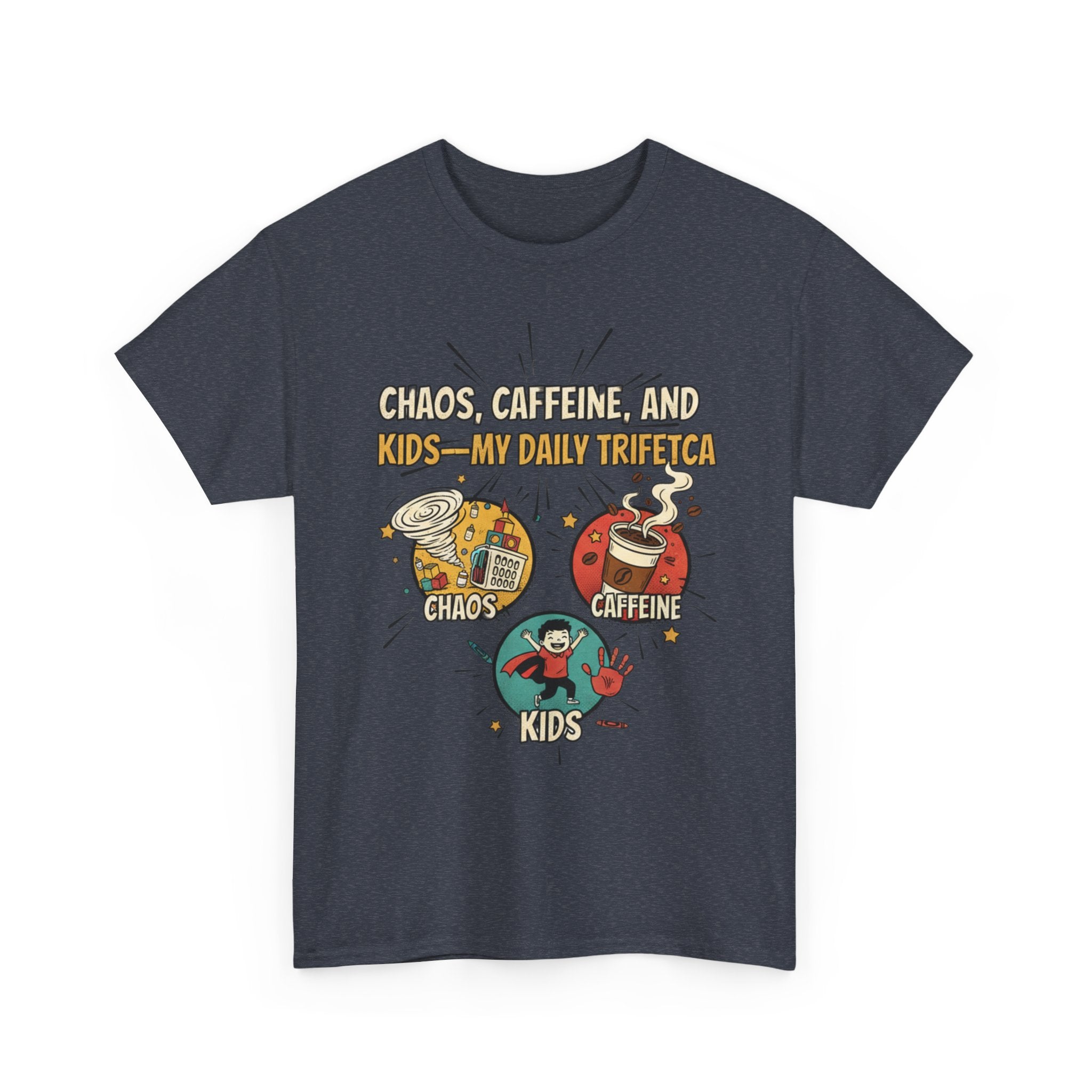 Chaos, Caffeine & Kids Tee — Funny Mom Dad Parenting T‑Shirt